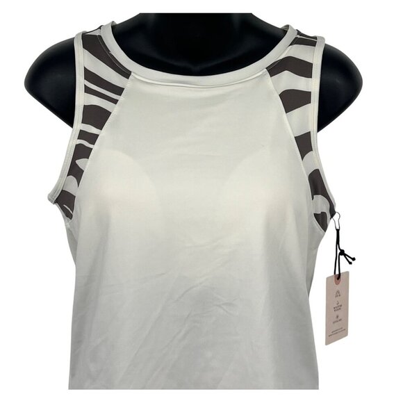 Sincerely Jules Womens White Racerback Tank Top Size Medium M Zebra Athletic New - Picture 2 of 8